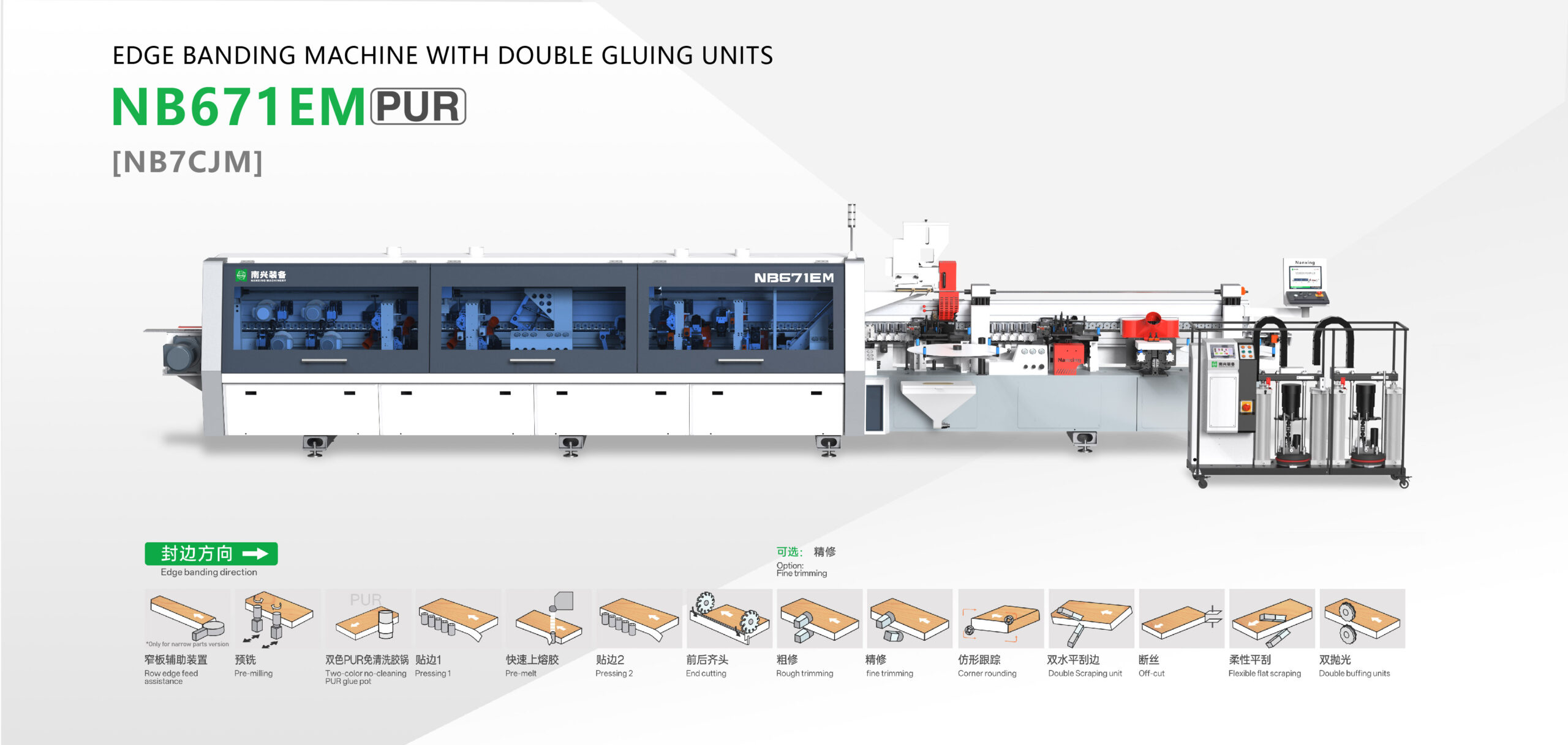 Edge Banding Machine with Double Gluing Units NB7CJM